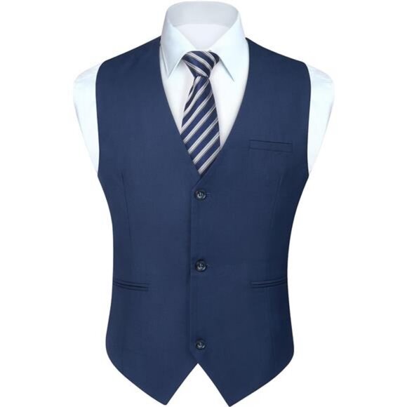 Mens Suit Vest Casual Waistcoat Blue